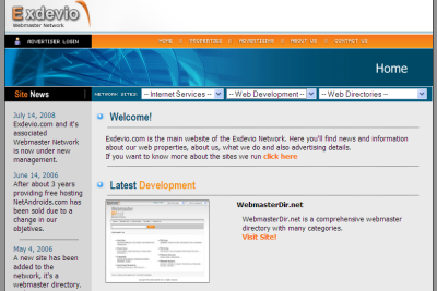 Exdevio Network Website Image